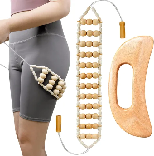 Vista 10 de Herramientas de masaje de terapia de madera 6 en 1 masajeador de drenaje linfático kit de maderoterapia, masajeador de madera herramientas