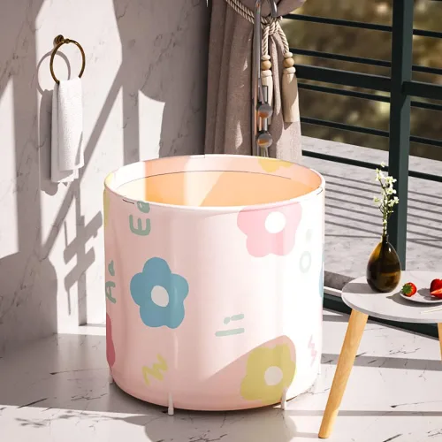 Vista 2 de Bañera portátil plegable Genrenyen para adultos, tina de SPA de PVC para regadera, tina de pie para baño de inmersión, no inflable, para baño