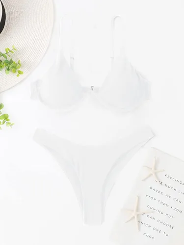 Vista 5 de Verdusa - Traje de baño de 2 piezas para mujer, de corte alto, parte de abajo triangular, para nadar