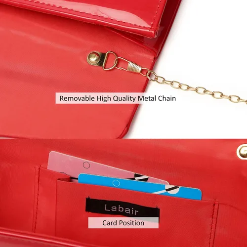 Vista 9 de Bolso de mano de cuero de charol para mujer, elegante bolso cruzado para el hombro, bolso para Navidad, boda, fiesta, baile de graduación