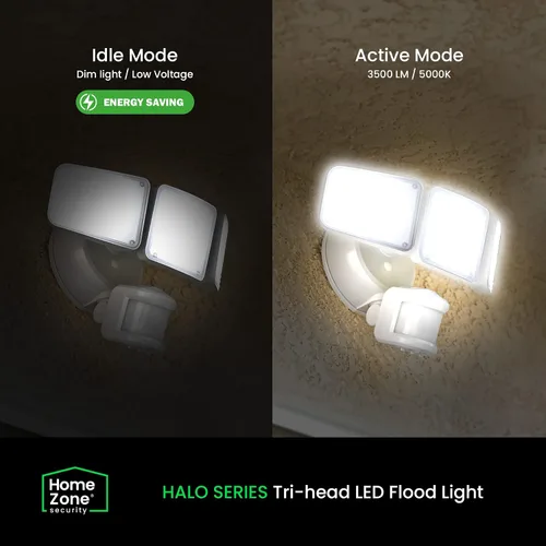 Vista 2 de Home Zone Security - Luz LED con sensor de movimiento de 3500 lúmenes, resistente a la intemperie, luz de seguridad de 5000 K con modo de atardecer