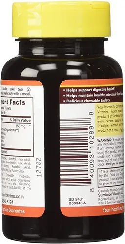 Vista 4 de Sundance Probiotic Acidophilus - 60 comprimidos masticables, paquete de 3