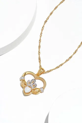 Vista 5 de Collar de plata de ley 925 chapada en oro amarillo de 18 quilates, con colgante de corazón de Claddagh de 1.0in con cadena de 18.0in elección