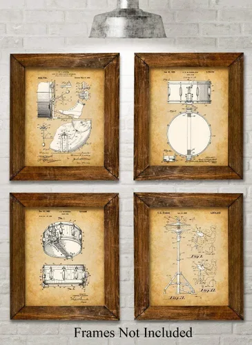 Vista 6 de Original Drums - Juego de cuatro fotos (8 x 10) sin marco, hace una gran decoración de estudio de música y regalos para bateristas de menos de $20