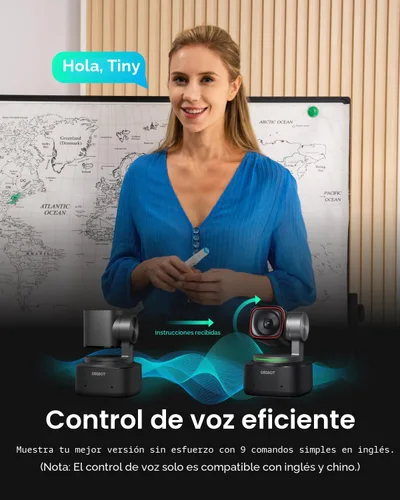 Vista 5 de OBSBOT Tiny 2 - Cámara web 4K con control de voz PTZ, seguimiento por IA en modos múltiples y enfoque automático, cámara web con sensor de 1/1.5