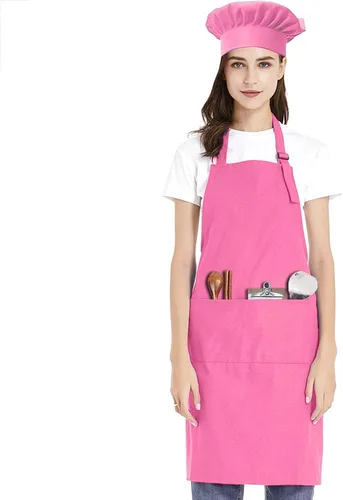 Vista 17 de TopTie Juego de delantal ajustable de lona de algodón y sombrero de chef para hombres y mujeres