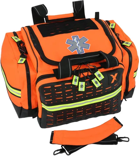 Vista 5 de Lightning X Bolsa modular grande para EMT de primeros auxilios de trauma para médicos de emergencia intermediarios Naranja fluorescente