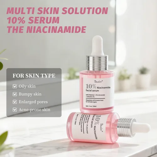 Vista 2 de Suero de niacinamida 10% + zinc 2% – Suero facial iluminador con ácido hialurónico y arbutina para piel nutrida, equilibrada y propensa – 1 onza