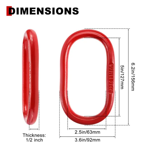 Vista 2 de 2 piezas de eslabones maestros oblongos de 1/2 pulgada, anillo de elevación de eslabones de cadena de acero de aleación G80, anillo de elevación