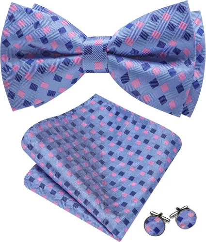 Vista 59 de Barry.Wang Pajarita de Rayas Paisley para Hombre de Seda Preatada Pañuelo de Bolsillo Gemelos Juego Formal Boda Fiesta Graduación