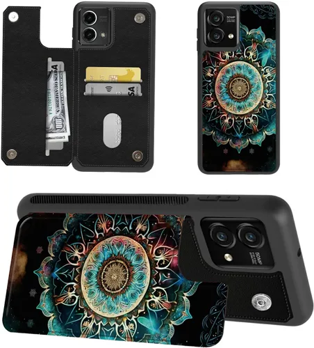 Vista 12 de Funda tipo cartera para Moto G Stylus 5G 2023 con soporte para tarjetas, bloqueo RFID, piel sintética, función atril, cierre magnético, funda