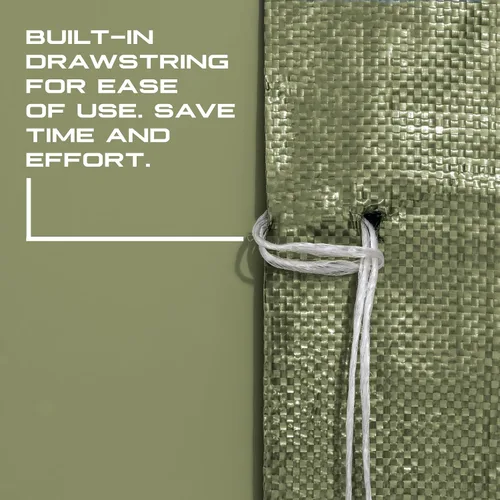 Vista 3 de Bolsas de arena resistentes para inundaciones, bolsas de arena vacías con cuerdas de amarre, protección UV 1600 horas, control de inundaciones, 14 x