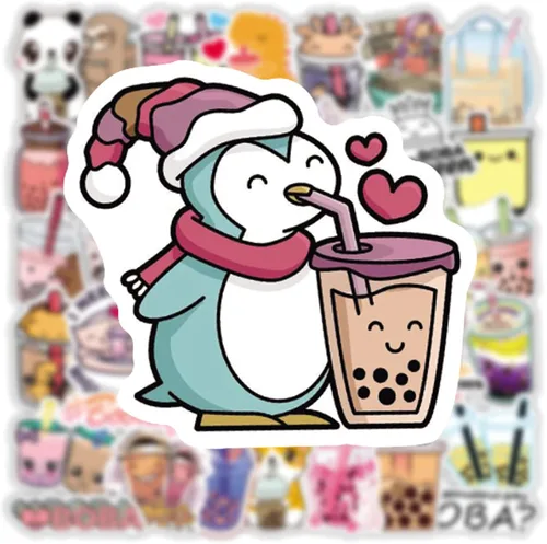 Vista 4 de 100 calcomanías de café Kawaii, lindas calcomanías para tazas de café, calcomanías de Chromebook, calcomanías de vinilo, calcomanías de café