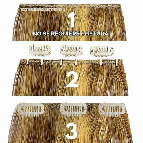 Vista 4 de Kizzy Clips Kit de extensiones de cabello con clip para bricolaje (negro)