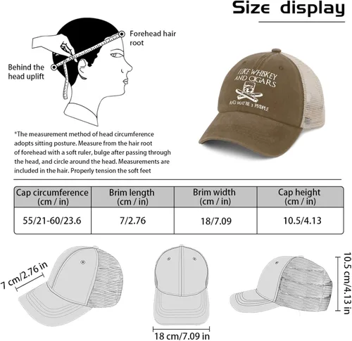 Vista 167 de Philysonic Funny Hat I Like Whisky and Cigars and Maybe 3 People Sombreros para Hombres Gorras de Béisbol Gorras Ajustables