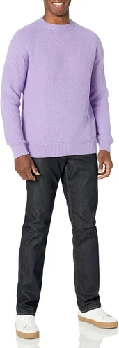 Vista 4 de Tienda Essentials Suéter de cuello redondo de algodón texturizado de gran tamaño para hombre