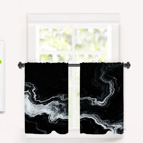 Vista 117 de Cortinas opacas de poliéster multicapa marrón con diseño de bosque natural, 2 unidades, 26 x 24 pulgadas