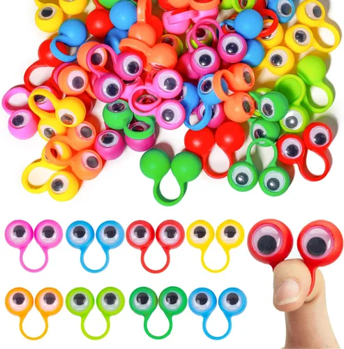 Vista 8 de 3 Otters Marionetas de dedo para niños pequeños, anillos Googly Eye On para niños, recuerdos de fiesta, premios escolares, bolsas de regalo