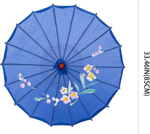 Vista 4 de THY COLLECTIBLES Sombrilla china japonesa de 33 pulgadas para bodas, fotografías, disfraces, cosplay, decoración y otros eventos (azul)