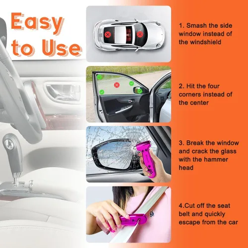 Vista 7 de SENSEN - Cortador de cinturón de seguridad para automóvil, herramienta de emergencia para romper vidrio, kit de escape de martillo de seguridad, 3