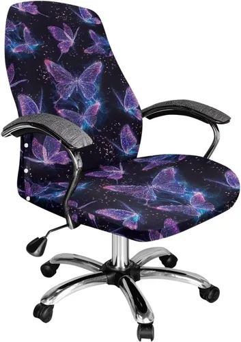 Vista 19 de Funda para silla de oficina de mármol morado, lavable, funda para silla de escritorio, fundas para silla de computadora para silla giratoria, silla