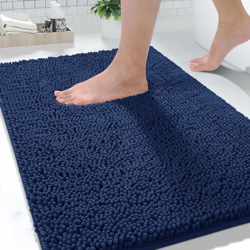 Vista 64 de Yimobra Tapetes de baño lavables, de chenilla súper suave y absorbente, para suelo y alfombra, de secado rápido, antideslizante, para bañera y Beige
