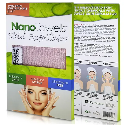 Vista 4 de Limpiador exfoliante de piel Nano Towels Lavado facial de microdermoabrasión personal, tóner de poros y paño de exfoliante corporal Removedor