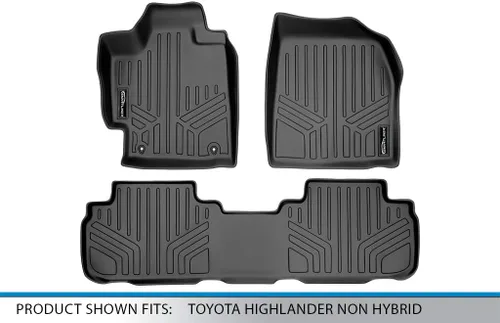 Vista 5 de SMARTLINER Juego de tapetes de ajuste personalizado de 2 filas para 2008-2013 Toyota Highlander
