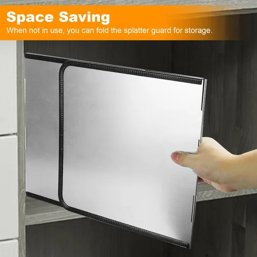 Vista 4 de Qivine Protector de salpicaduras de grasa para sartén, protector antiadherente contra salpicaduras para sartén, pantalla de salpicaduras de aceite