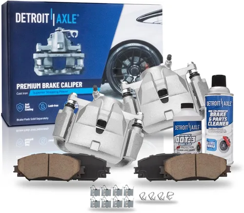 Vista 17 de Detroit Axle - Kit de frenos delanteros para Toyota 2007-2016 Tundra, 2008-2016 Sequoia, Pastillas de freno cerámicos para pinza de freno de disco
