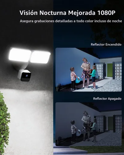 Vista 2 de Lepro Cámara de reflector, luz de seguridad activada por movimiento, grabación automática, video de 1080P, conversación bidireccional, brillo