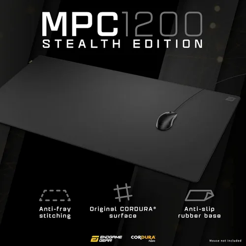 Vista 3 de ENDGAME GEAR MPC 1200 Cordura - Alfombrilla de mouse para juegos, antideslizante, tamaño 47.24 x 23.62 pulgadas, edición Stealth, color negro