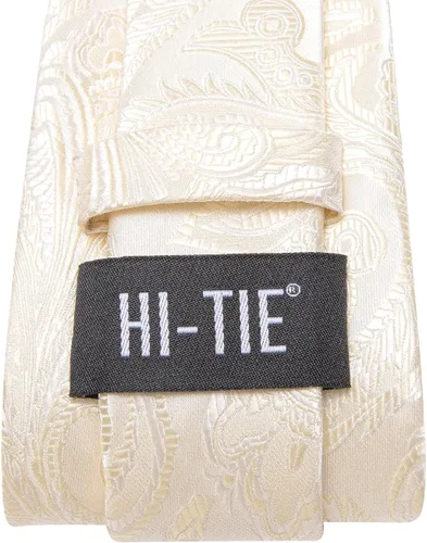 Vista 311 de Hi-Tie Corbatas de seda para hombre, diseño de cachemira a rayas, con bolsillo, gemelos cuadrados, conjunto formal de negocios