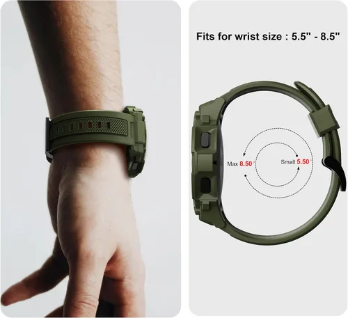 Vista 5 de Compatible con Galaxy Watch 5, Galaxy Watch 4 Band con funda de 1.732 pulgadas (1.732 in), correa protectora resistente de liberación rápida pulsera