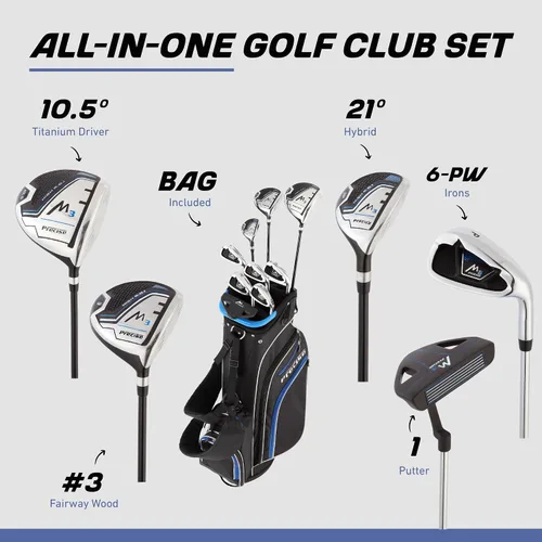Vista 2 de Precise M3 - Juego de golf de 14 piezas para hombre – Driver de 460cc, Madera, Híbrido, Hierros 6-PW, Putter, Bolsa con Soporte, 3 Fundas