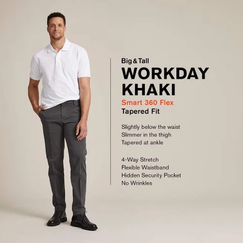 Vista 5 de Dockers Men's Straight Fit Workday Khaki Smart 360 Flex Pants (Regular and Big & Tall)