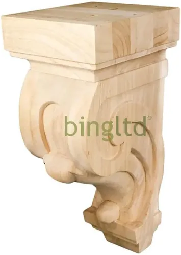 Vista 2 de BingLTD - Soporte tradicional de madera de caucho maciza Corbel de 9 1/8" - 1 PC (C-CBLN-RW)