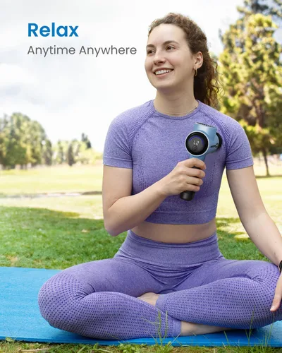 Vista 7 de RENPHO Pistola de masaje activa, masajeador de espalda de tejido profundo de percusión, diseño ergonómico con 5 velocidades para terapia muscular