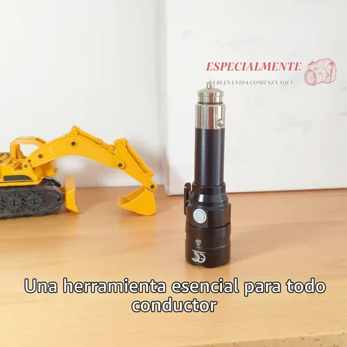 Vista 5 de Linterna pequeña recargable con encendedor de cigarrillos de coche de 12 voltios y USB C para vehículos de emergencia, herramienta de escape