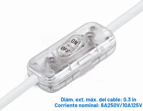 Vista 2 de Interruptor de Cable en Línea, PLUSPOE Interruptor de Lámpara de Control DPST de Encendido-Apagado para Lámpara de Mesa de Dormitorio Luces LED