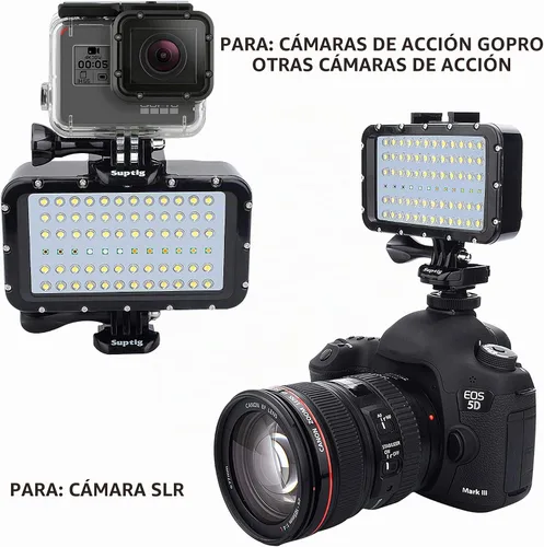 Vista 2 de Suptig Iluminación de video Luz de buceo Luces subacuáticas 72 luces LED compatibles con Gopro Canon, Nikon, Pentax, Panasonic, Sony, Samsung
