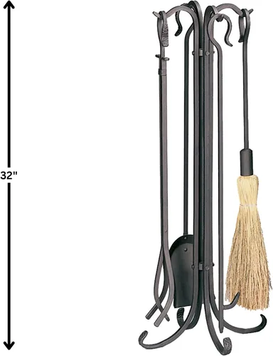 Vista 3 de UniFlame Juego de herramientas de chimenea rústica de bronce pesado de 5 piezas (F-1648)