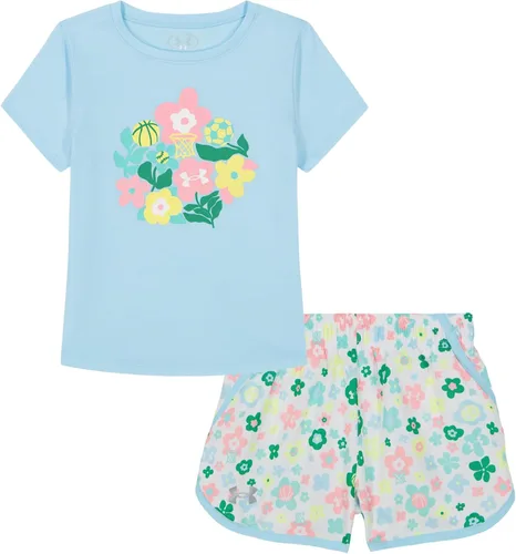 Vista 8 de Under Armour Conjunto de camiseta y pantalones cortos de manga corta de 2 piezas para niña Soft Fabric for Everyday Comfort, Breathable, Lightweight