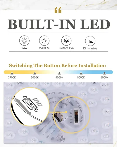 Vista 5 de Lámpara de techo de montaje empotrado dorada, 13 pulgadas, accesorios de iluminación de techo para dormitorio, pasillo, cocina