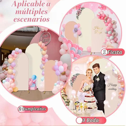 Vista 5 de Buryeah Juego de 3 fundas elásticas para arco de boda de 6 pies, 5 pies, 4 pies, de elastano, ajustadas, de 2 caras, elásticas para decoración