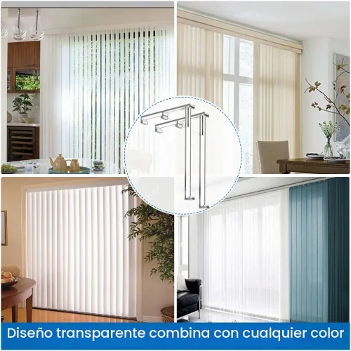 Vista 6 de Clips de cenefa de 3.5 pulgadas, soporte de retención de cenefa vertical oculta transparente, pieza de repuesto de persianas verticales (4 unidades)