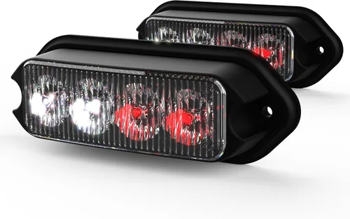Vista 3 de Luces estroboscópicas para camiones con función de sincronización, estilo de aluminio grueso, luz de advertencia intermitente en ámbar y blanco