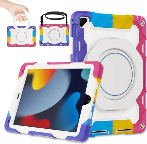 Vista 8 de ROISKIN Funda para iPad de 6ª y 5ª generación de 9.7 pulgadas, Pro 9.7, Air 2 con soporte giratorio 360 y correa de mano