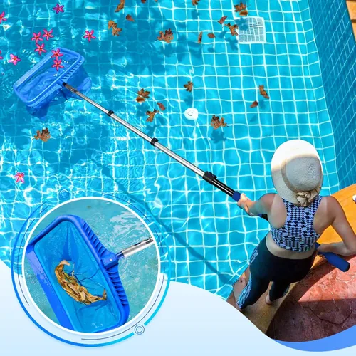 Vista 3 de GADFISH Poste telescópico para piscina, poste telescópico de aluminio de 16 pies con 4 bloqueos deflectores, poste de extensión universal para redes