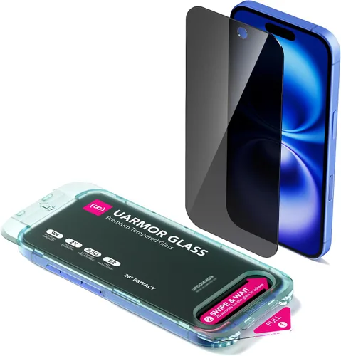 Vista 9 de UARMOR Protector de Pantalla de Privacidad de Vidrio para [ iPhone 15 Plus ] Vidrio Templado Premium 9H Anti-espía, Kits de Instalación Fácil